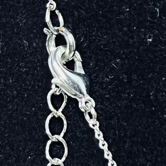 Silver Tone Necklace With Rhinestone Circle Pendant Signed NR (5571) - Picture 6 of 7